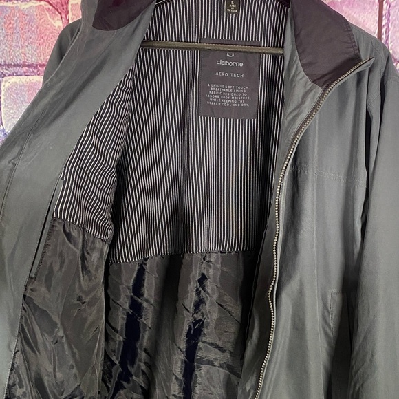 Claiborne Aero Tech Gray Bomber Jacket Mens Large Lightweight Zip-Up Windbreaker - Picture 7 of 12